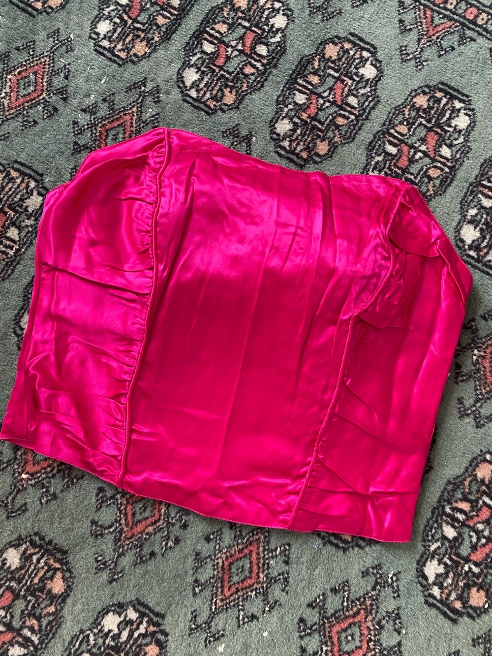 Vintage pink silk corset bustier top